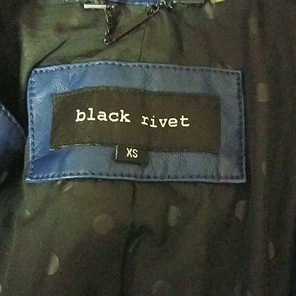 2/$40 BLACK AND BLUE VEGAN LEATHER JACKET - Picture 3 of 5